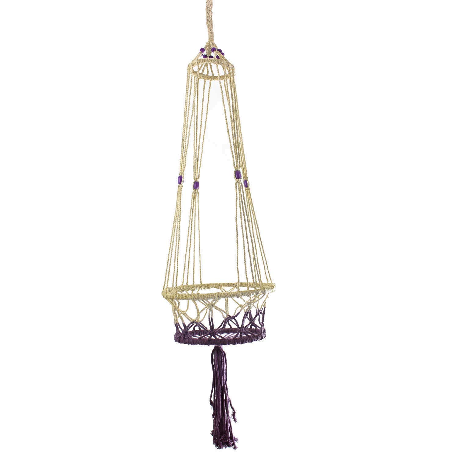 Temerity Jones Macrame Pot Hanger two supporting rings- Purple Colour