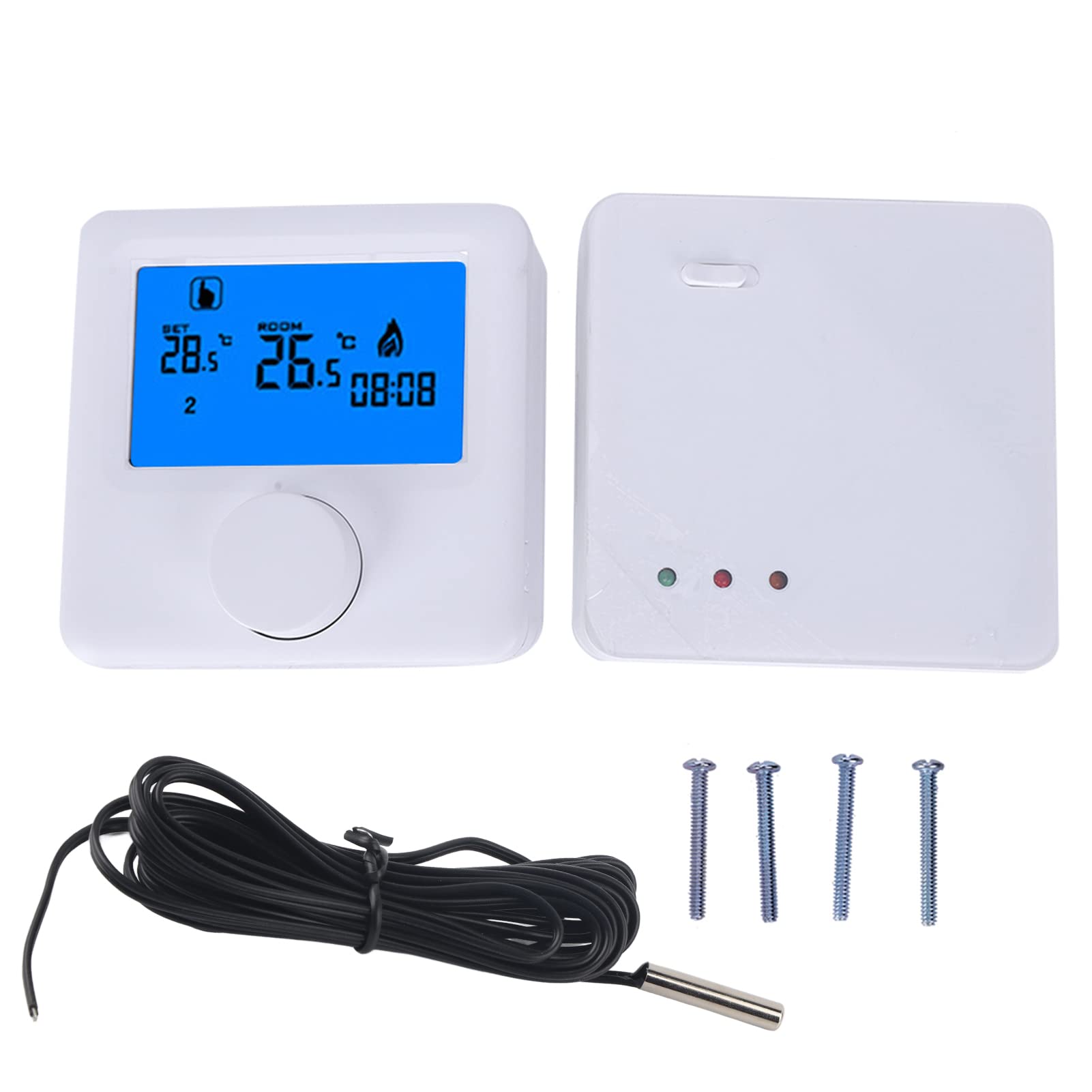 Thermostat with Receiver, Digital LCD RF Wireless Heating Thermostat Temperature Controller for Electric Heating System