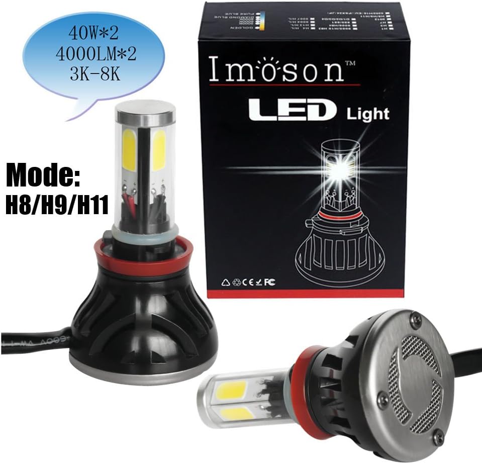 IMOSONTEC G5 H11 LED Headlights waterproof For Cars Super Bright Headlight Bulbs Conversion Kit Headlamps With 80W/8000LM blue color temp (H8/H9/H11, cold)-2 Yr Warranty