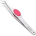 Beaditive High Precision Angled Tip Tweezers With Cushion Grip - 4.7" Craft Tool for Sewing, Beading & DIY Crafts - Non-Serra