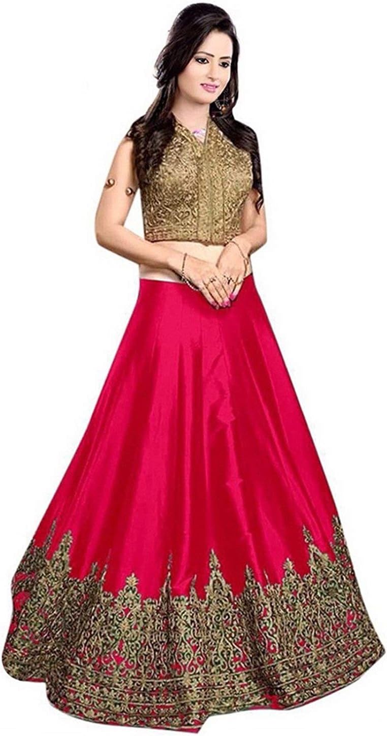 Women's Art Silk Lehenga Choli (LG026-Realimg_Pink_One Size)