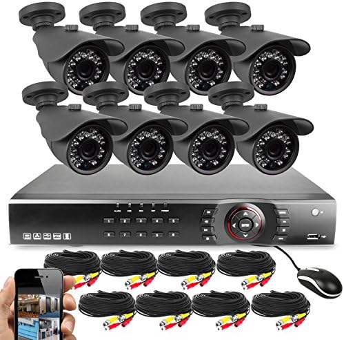 Best Vision Systems 16CH 1TB 1080N DVR Security Surveillance System with (8) 1MP AHD Outdoor Bullet Cameras