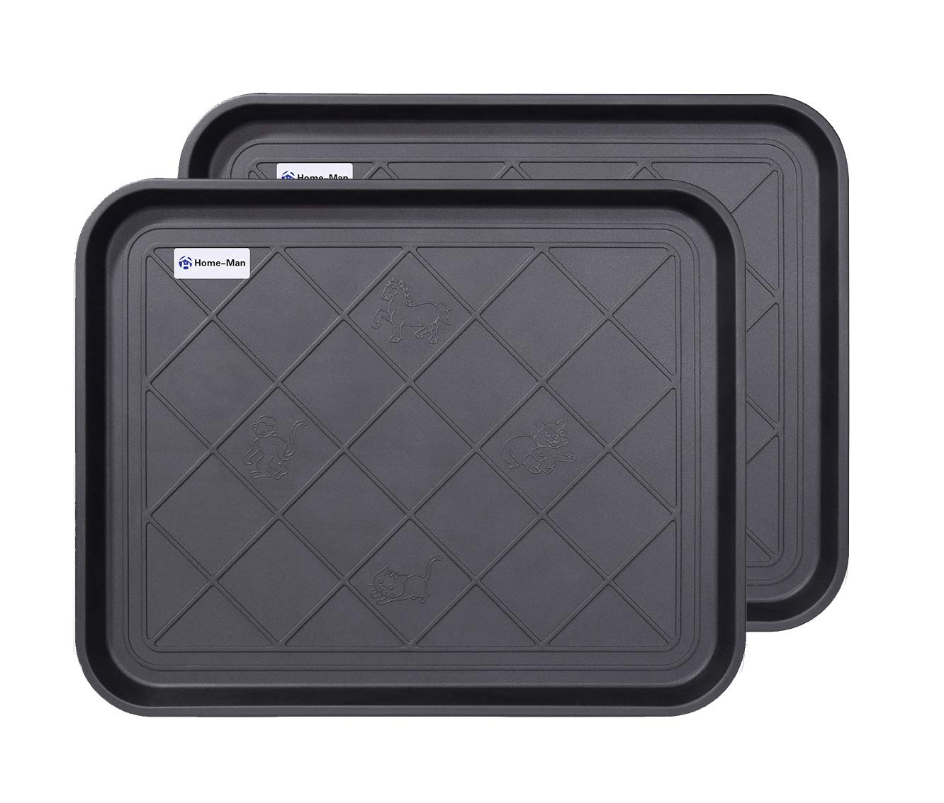 Home-Man Multi-Purpose Boot Mat, Boot Tray For Entryway, Pet Bowl, Dog Bowl Mat, Waterproof Floor Protection, 20x15"/2 Pack