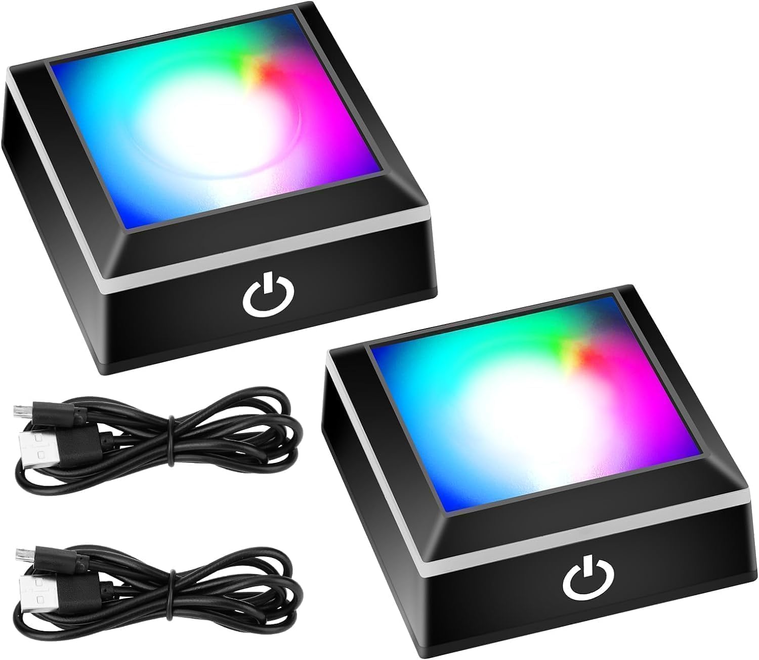 EEEKit LED Light Display Base for Crystal Ball, 2PCS Colour-changing Glass Arts Lighted Show Stand with Touch Switch (Black)