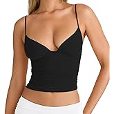 LCNBA Women's Sexy Deep V-Neck Ruched Sleeveless Crop Tank Top Spaghetti Straps Slim Fitted Summer Tops