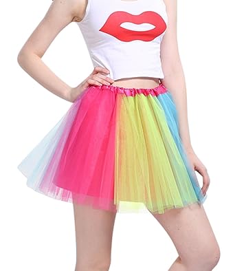 Mangotree Damen Tütü Minirock Organza Pettiskirt 3 Layers Petticoat Tanzkleid Unterrock Perfekt für Fasching