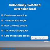 PRO ELEC PELB1611 4-Gang Individually Switched Extension Lead White 3m 13A view 3