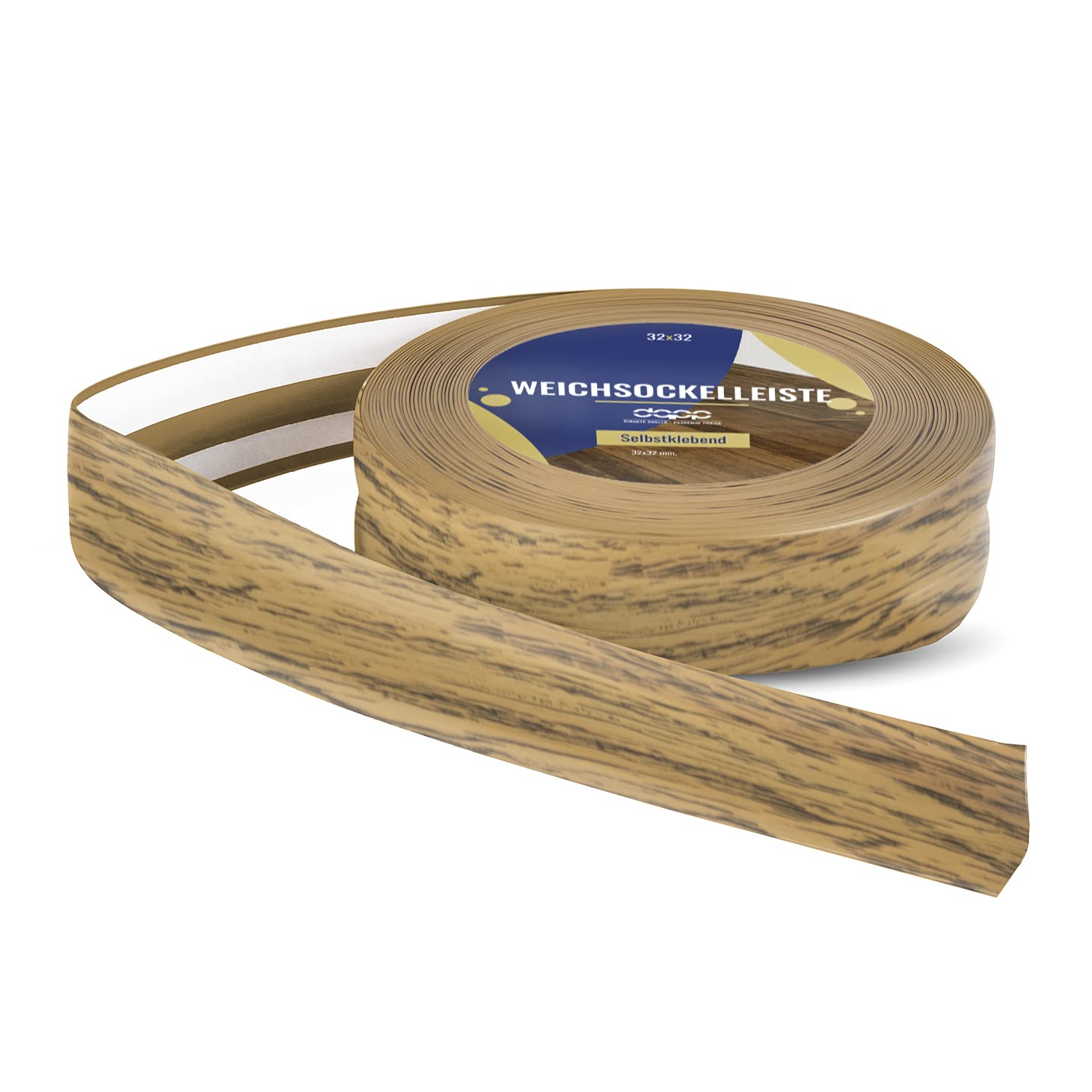 5m Flexible PVC skirting 32 x 23 mm - Colour: Oak - Easy Montage, Elastic, Baseboard, Lath