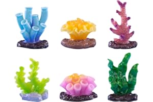 Voyyphixa 6 Pieces Artificial Coral Plant for Fish Tank Decorative Micro Landscape Decor Aquarium Reef Ornament for Aquarium 