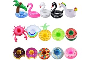 iShyan Inflatable Drink Holder, 15 Pack Drink Floats Inflatable Cup Holders Flamingo Coasters for Swimming Pool Party