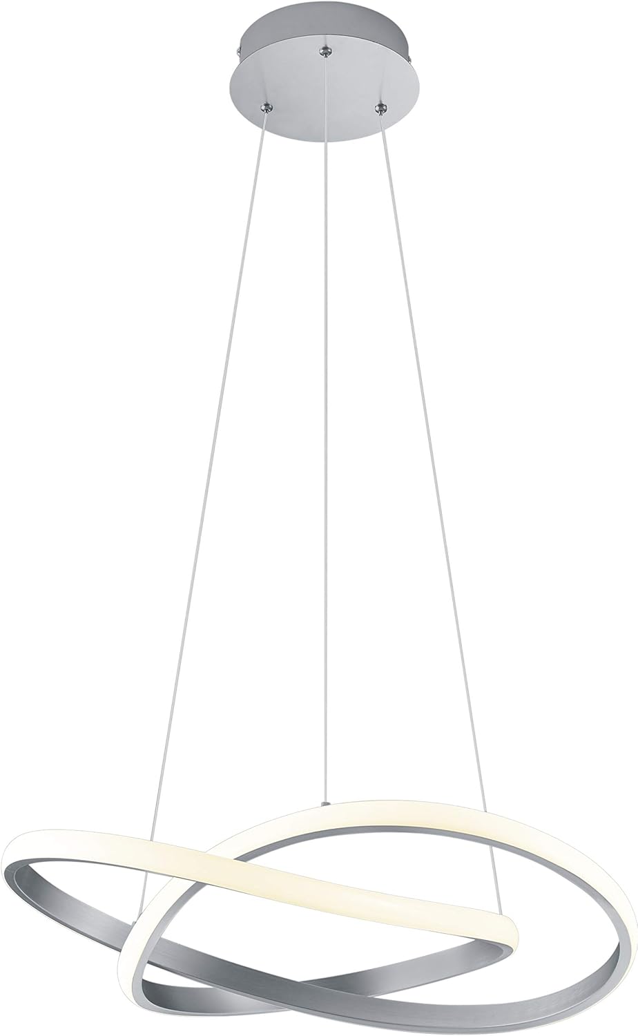Reality Leuchten Course R32051107 LED Pendant Light Metal Matte Nickel Acrylic White with 27 Watt LED Switch Dimmer