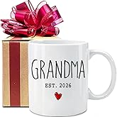 First Time Grandma EST 2026 Mugs Gifts, New Grandma Gift, Mothers Day Gift, Pregnancy Reveal Announcement Mug, Promoted to Be Grandmother Mug, Unique Birthday Thanksgiving Gifts for Grandmother