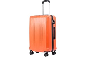Coolife Luggage PC+ABS Hardshell Suitcase with TSA Lock, Spinner Carry On Lightweight (orange, S(20in_carry on))