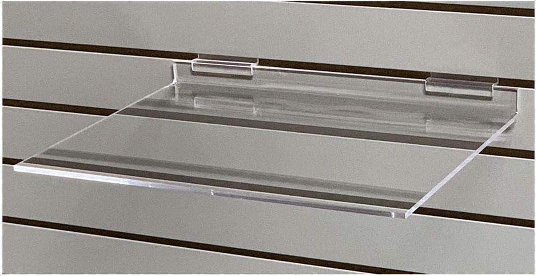 Clear Acrylic Slatwall Shelf 16 Inches Wide x 12 Inches