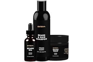 GOLDEN GROOMING COMPANY Golden Grooming Co. Everyday Beard Bundle – Complete Beard Care Set | Includes Beard Oil, Balm & Shampoo (XL, Fresh Scent)
