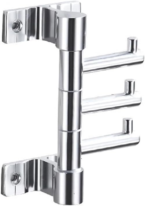 Swivel Towel Hooks Wall Coat Rack with 3 Arms, Towel Hooks for Bathrooms Swivel Coat Rack Hat Rack Wall Mount Key Holder Hanger (Silver, 3 Swivel Arms)