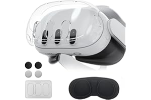 Qoosea for Meta Quest 3 Protective Shell Oculus Quest 3 Accessories with VR Case Cover Controller Grips Caps Lens Cover Lens Tempered Film