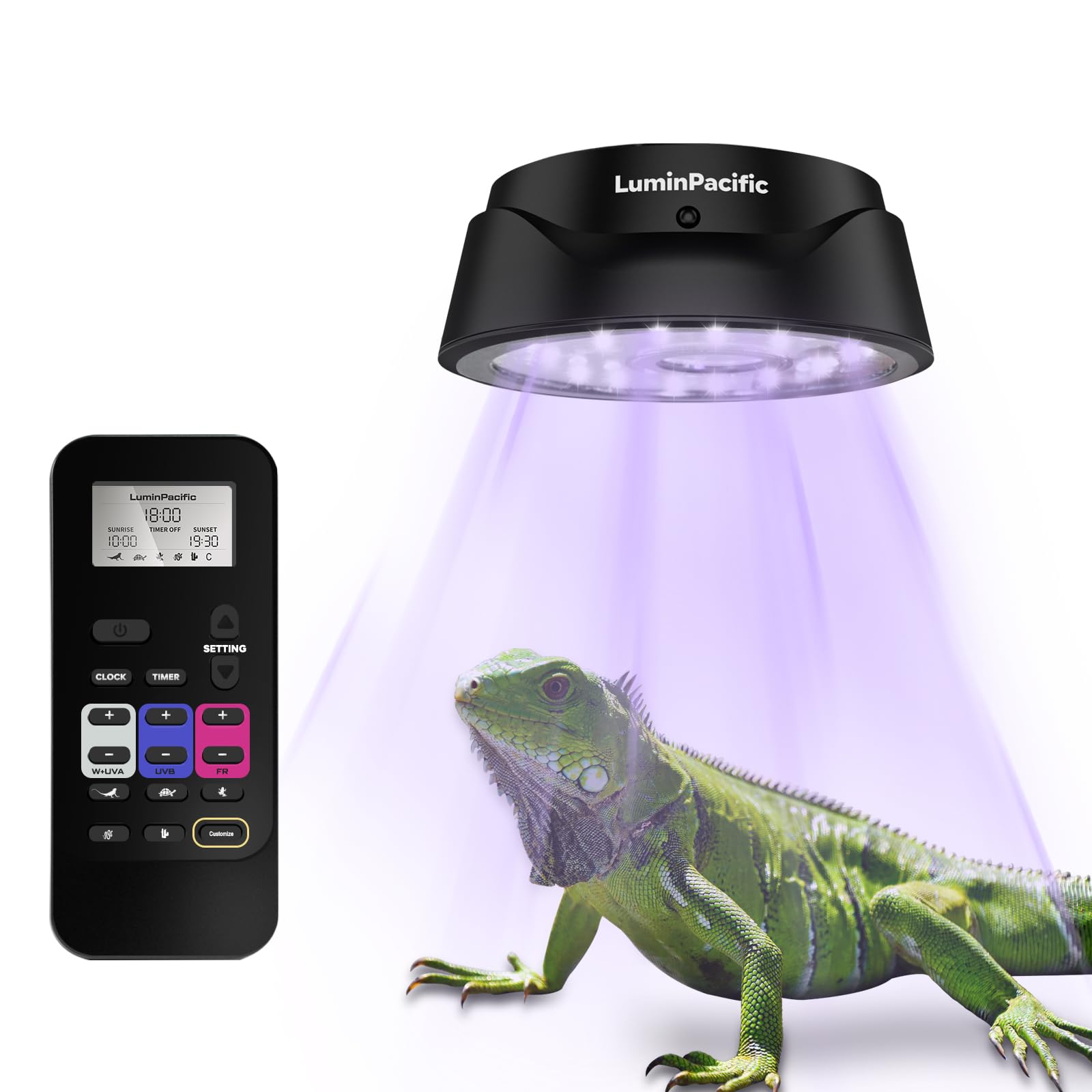 LuminPacific LED Reptiles Light with Remote, UVA