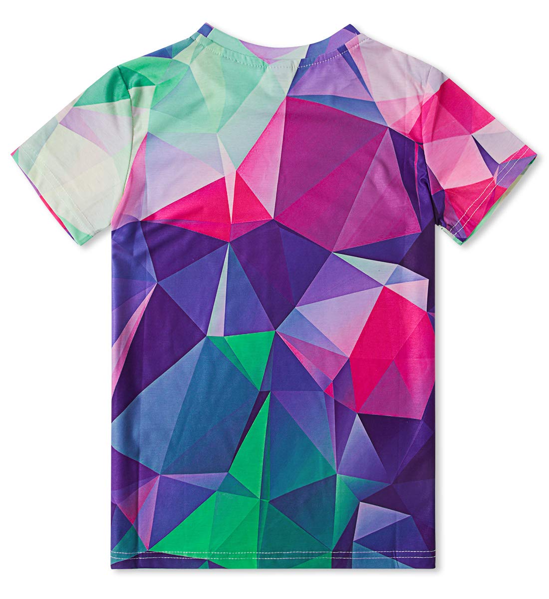 RAISEVERN Große Kinder T-Shirts Kurzarm Geometrisch Gedruckt Kleidung Stilvolle Rundhals T-Shirt T Tops für 12-13Years Girl Boy