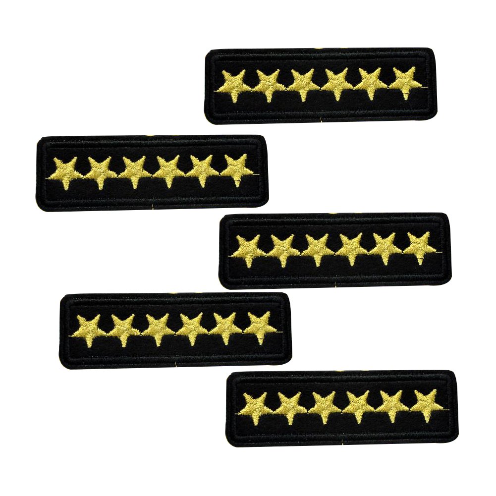 HUIXUN Star Military Rank Embroidered Patch for Clothing Iron on Sew Applique Cute Patch Fabric Badge DIY Apparel Accessories 5Pieces