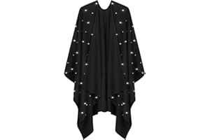 Finercore Womens Elegant Shawl Wraps with Heart Crystals – Open Front Poncho Cape Ruana Cardigan for Spring Fall Winter