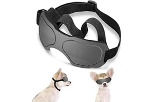 OUTAMATEUR Small Dog Goggles, UV Protection Sunglasses for Small to Medium Breed Dog, Snow-Proof Windproof Goggles with Flexible Straps for Puppy Dogs (Black)