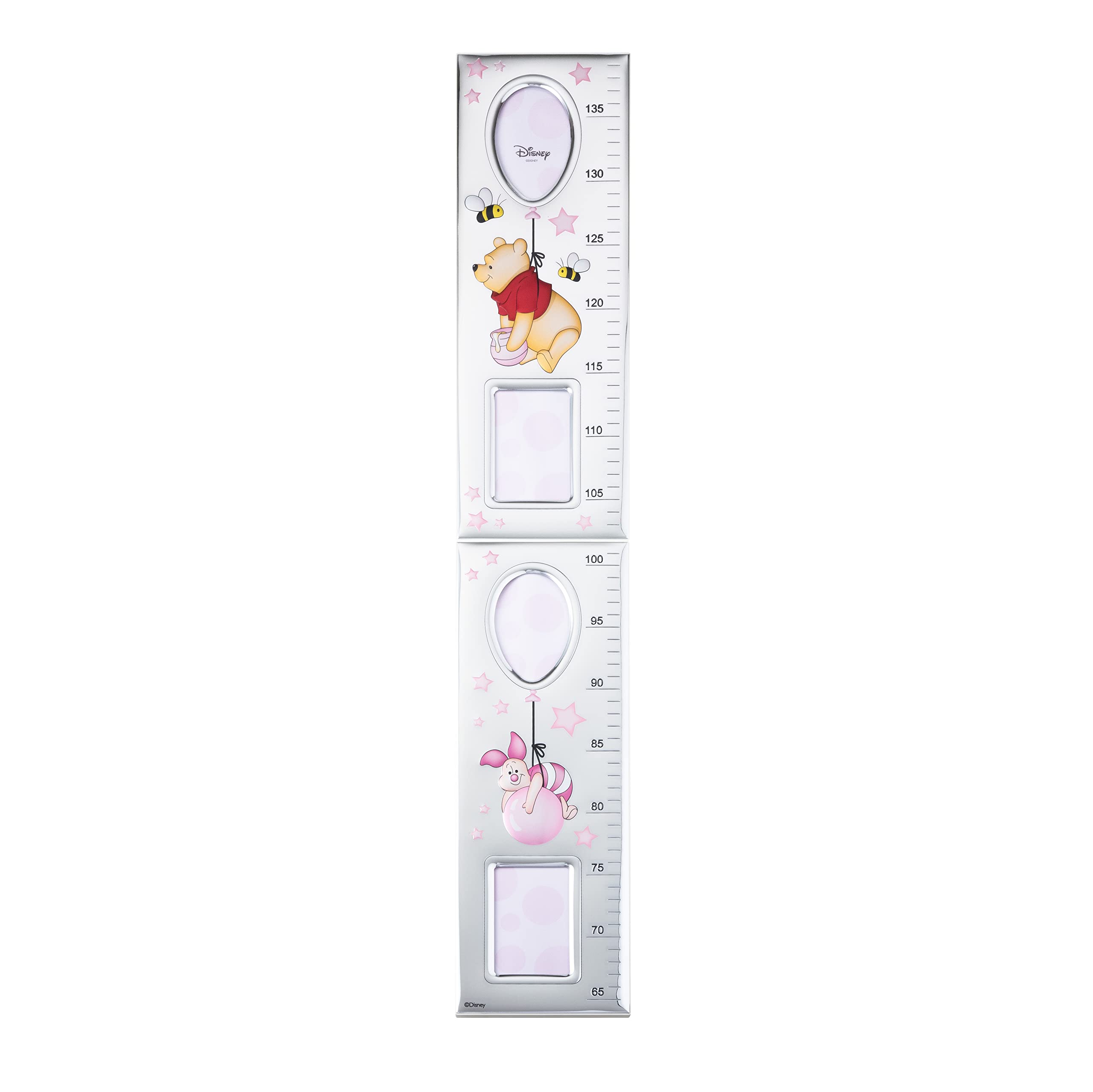 Disney Winnie The Pooh Children's Wall Ruler for Nursery Decorations with Photo Frames in Silver