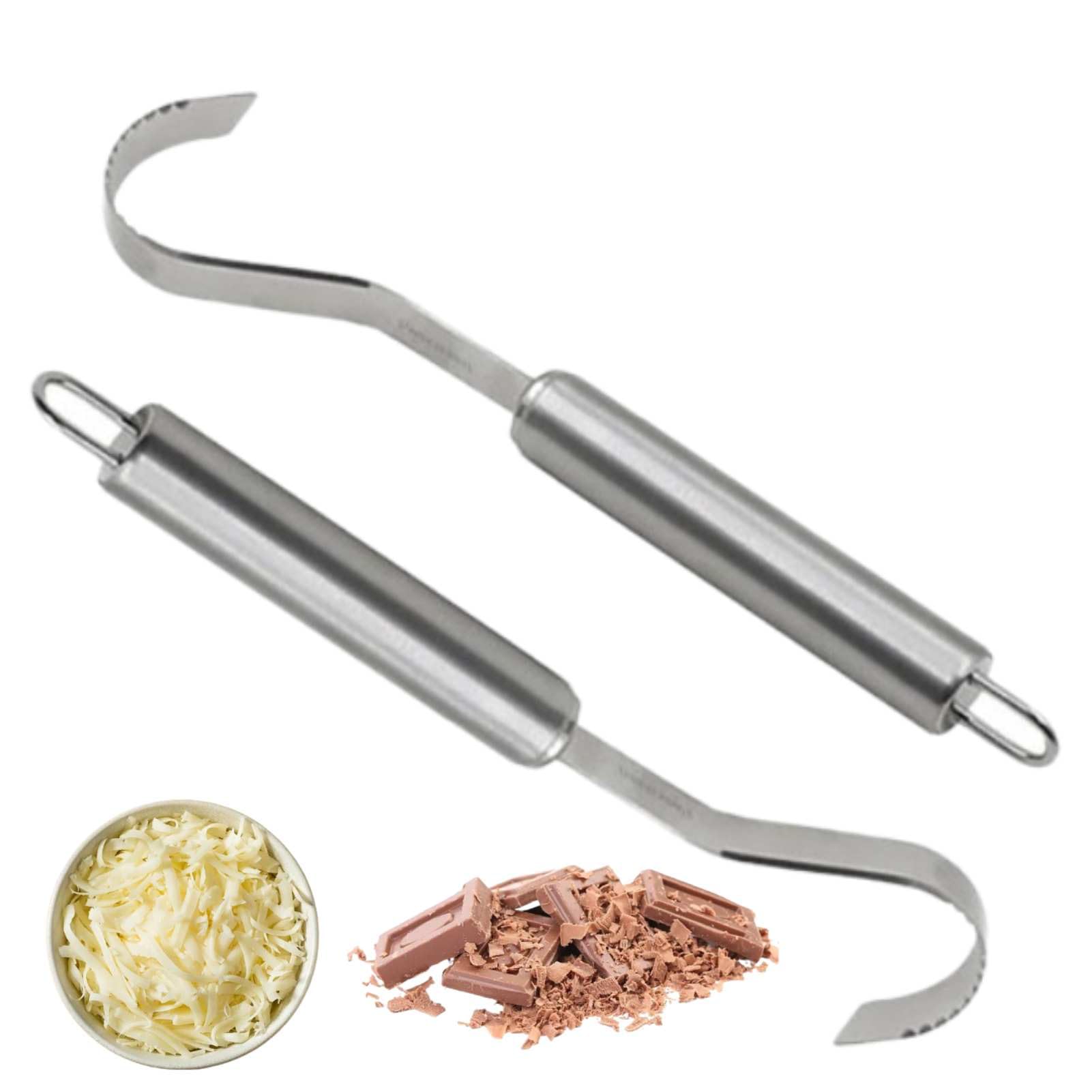 2Pcs Cheese Grater, Butter Curler Chocolate Grater Chocolate Shaver Stainless Steel Cheese Scraper Tool for Kitchen Baking Cake