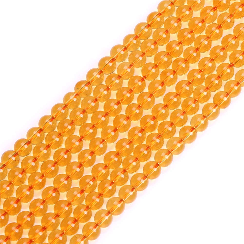 GEM-Inside 6mm Yellow Citrine Round Gemstone Semi Precious Loose Beads for Jewellery Making 15''