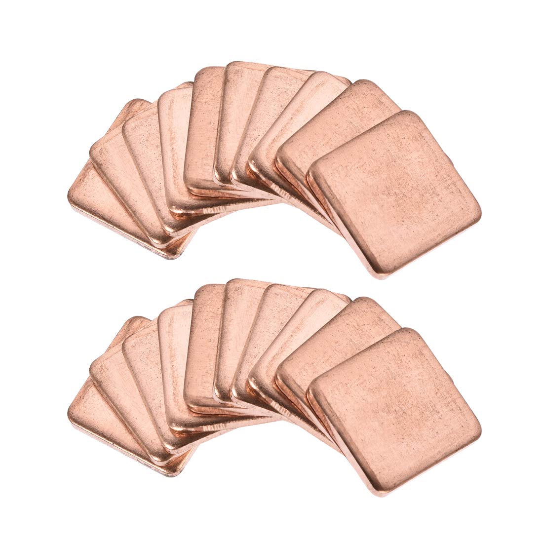 sourcing map Flat IC Chipset Thermal Copper Heatsink for CPU GPU 15 x 15 x 2mm 20pcs