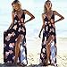 Women's Sexy Lace up Sleeveless Backless Floral Print Casual Party Maxi Long Dress