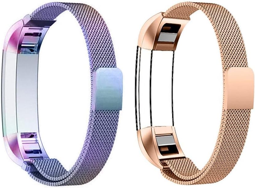TZSUNRISE Fitbit Alra/Alta HR Strap, Replacement Band for Fitbit, Stainless Steel Fitness Tracker Straps For Fitbit Alra/Alta HR/Ace, Small Size 6.7"- 8.1" for Women Men Kids (Colorful+rose gold)