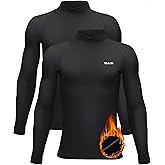 TELALEO Boys Girls Thermal Compression Shirt Youth Long Sleeve Top Fleece Lined Turtle Neck Athletic Base Layer Undershirt