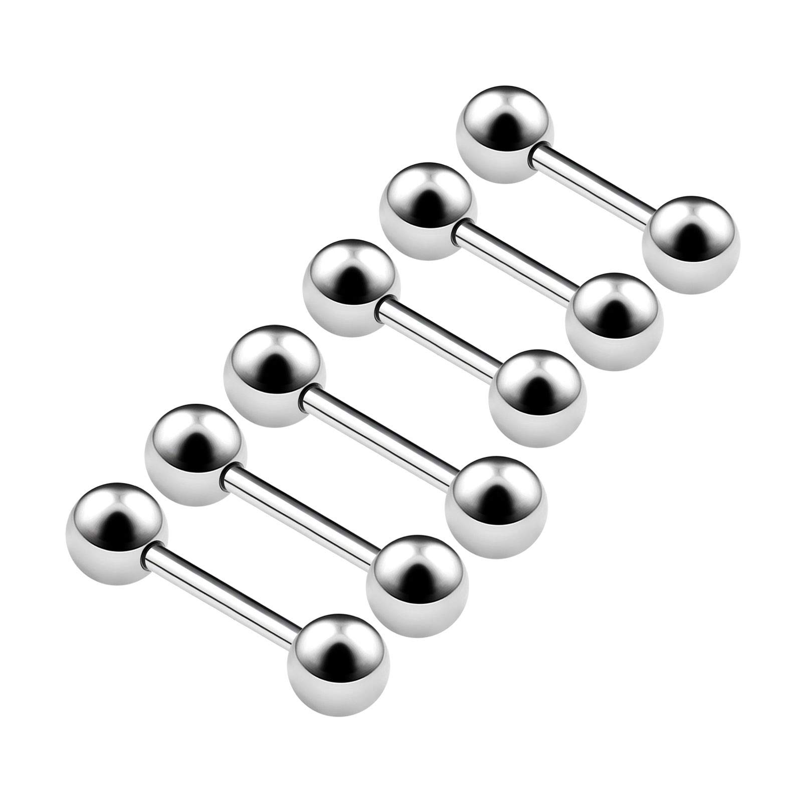 BanaVega 6PCS Surgical Steel Straight Barbell 20g 6mm 8mm 3mm Ball Eyebrow Daith Cartilage Tragus Helix Piercing Jewellery 4596