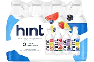 Hint Water White Variety, 3 Bottles Each of: Watermelon, Blackberry, Blueberry Lemon, and Strawberry Lemon. Flavored Water With Zero Calories, Zero Sugar, and Zero Sweeteners, 16 Fl Oz (Pack of 12)