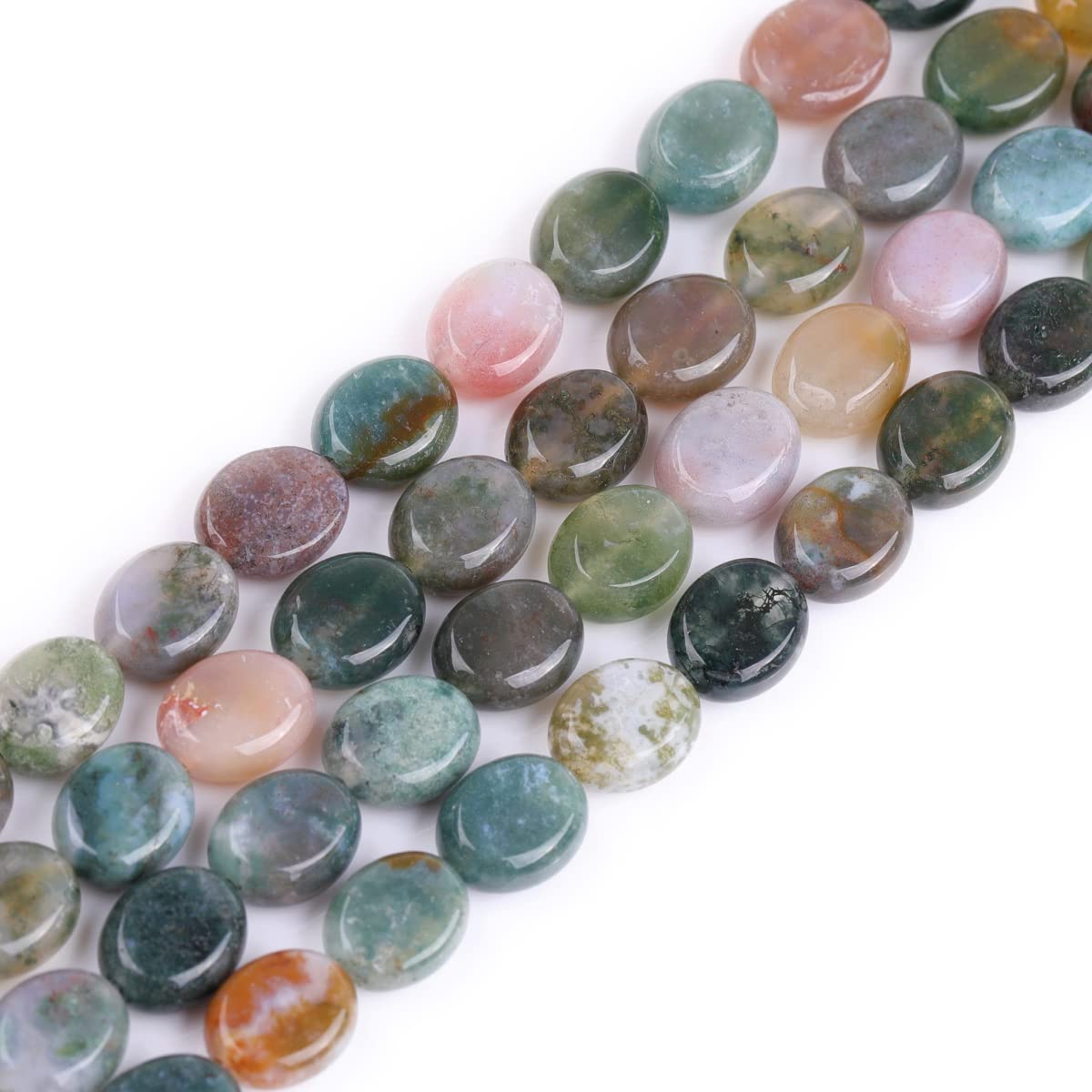 Sweet & Happy Girl's Store 8x10mm Oval Gemstone Indian Agate Beads Strand 15 Inch Jewellery Making Beads