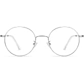 Cyxus Blue Light Glasses for Men and Women, Retro Round Metal Frame 8090 | Non-prescription computer glasses with clear blue light filtering PC lenses and adjustable nose pads for all-day comfort.