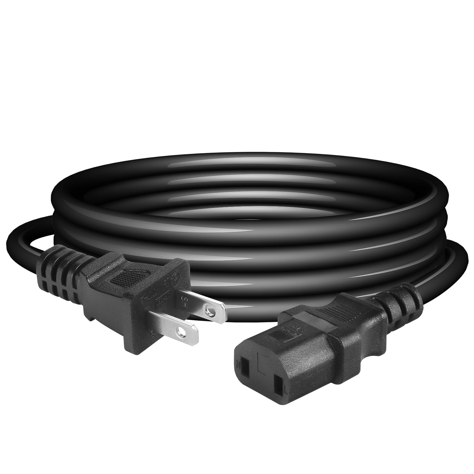 2 Prong AC Power Cord UL SVT 18AWG 10A Power Cable Replacement - for PS4 Pro, Xbox One/Xbox 360 Slim / 360 E Power Supply Brick (6Feet, Black)