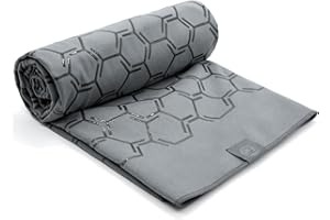 Eunzel Yoga Towel for Hot Yoga,Non-Slip Double Sided Silicone Grip Towel Absorbent Microfiber Towel for Hot Yoga, Vinyasa and Power 26.5"x72", Grey