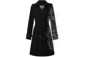 Betusline Women's Double Breasted Waterproof Trench Coat Classic Lapel Overcoat with Belt
