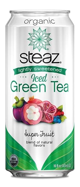 STEAZ LIGHTLY SWEETEND ICED GREEN TEA, 16 OZ (SUPER FRUIT)