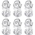 DELECOE 925 Silver Earring Backs Replacements for Studs,Hypoallergenic Secure Gold Earring Backs Locking for Studs Earrings, 12pcs