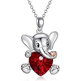 AOBOCO Sterling Silver Elephant/Koala/Panda Cute Animal Heart Pendant Necklace for Women Teen Girls, Embellished with Crystals from Austria