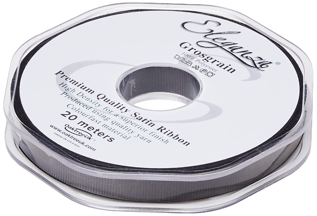 ELEGANZA Premium Quality Grosgrain Ribbon, Satin, Black, 11 x 11 x 1 cm