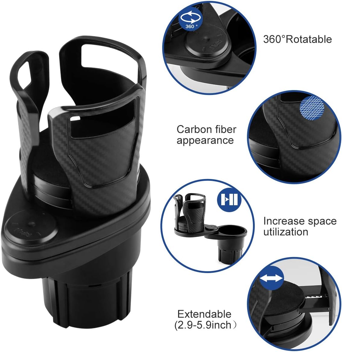 LiteBee Dual Car Cup Holder, Cup Extender, Hydro-Flask Cup Holder Adjustable and Extendable Suitable for Large Water Bottle: Automotive