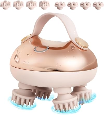 arboleaf Electric Scalp Massager Waterproof Head Massager with 8 Silicone Heads
