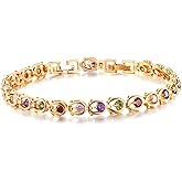 Women Bracelets, Cubic Zirconia Simulated Diamond Tennis Bracelet Gold Plated Chain Bracelets for Women