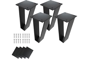 Orgerphy 8 inch Black Bench Legs Set of 4| Triangle-Shape Heavy Duty Table Legs Furniture Legs| Black Metal for Sofa Couch Dresser| Metal Legs for Coffee Table (8 inch)