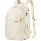 LIGHT FLIGHT College Backpack for Women, Womens 15.6" Laptop Travel Backpack,Water Resistant, Large Capacity, Multi-pockets, Daypack for Work, Casual Computer Bags, Beige