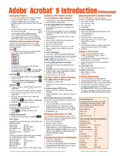 Adobe Acrobat 9 Quick Reference Guide (Cheat Sheet of Instructions ...
